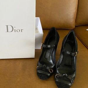 Dior Cannage / black quilted velvet w brass accents / Sz 36